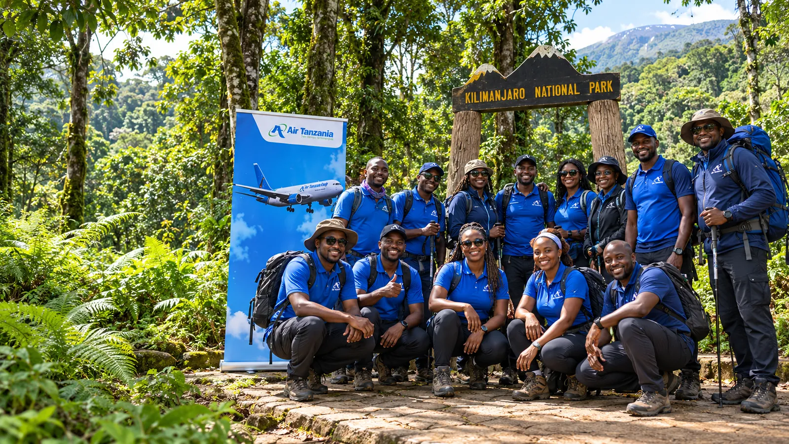 AI concept of an outdoor group in blue at Kilimanjaro